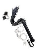 Nasstoys Bondage Whip Feather Clamps And Cuffs Kit - Black