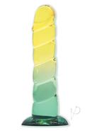 Shades Swirl Dildo With Suction Cup 7.5in - Yellow/mint...